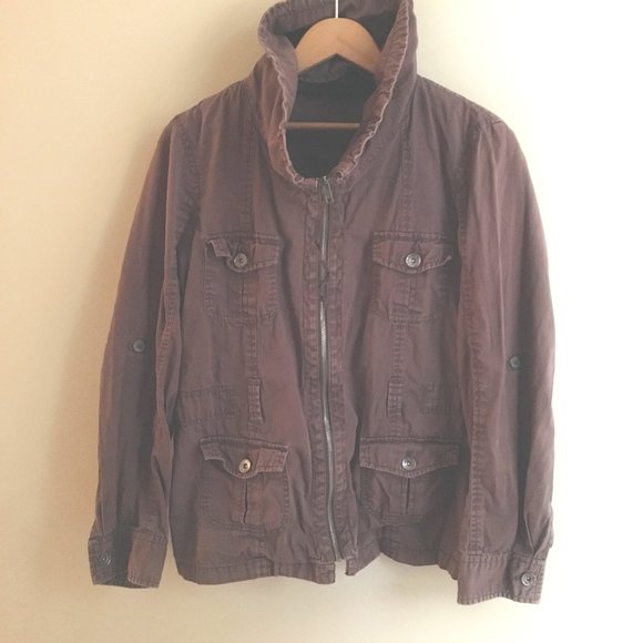 Vintage Y2K Renuar Collection Brown Cotton High Collar Field Jacket - Picture 2 of 16